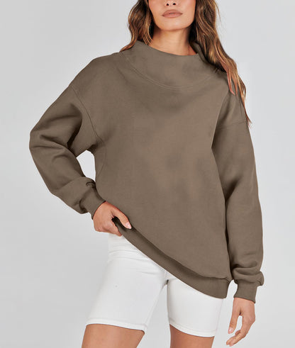 Sweat-shirt Oversize à Col Montant Fendu pour Femme