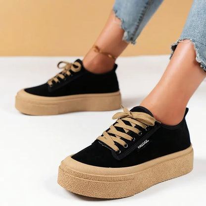 Baskets Tendance Femme – Chaussures Basses à Lacets, Confort en Tissu & Semelle Durable pour un Style Sportif Toutes Saisons