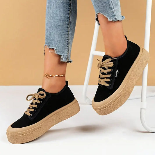 Baskets Tendance Femme – Chaussures Basses à Lacets, Confort en Tissu & Semelle Durable pour un Style Sportif Toutes Saisons