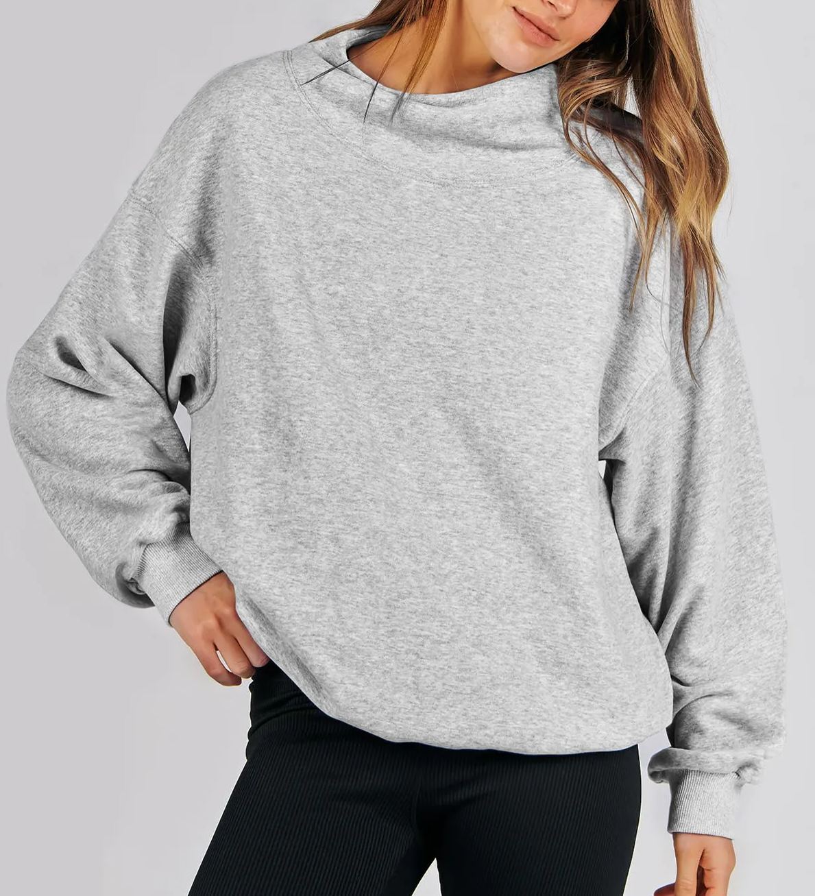 Sweat-shirt Oversize à Col Montant Fendu pour Femme